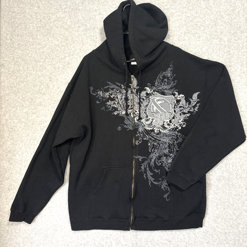 Vintage Lost Enterprises Hoodie Mens 2XL Black Full Zip Skate Y2K Pockets