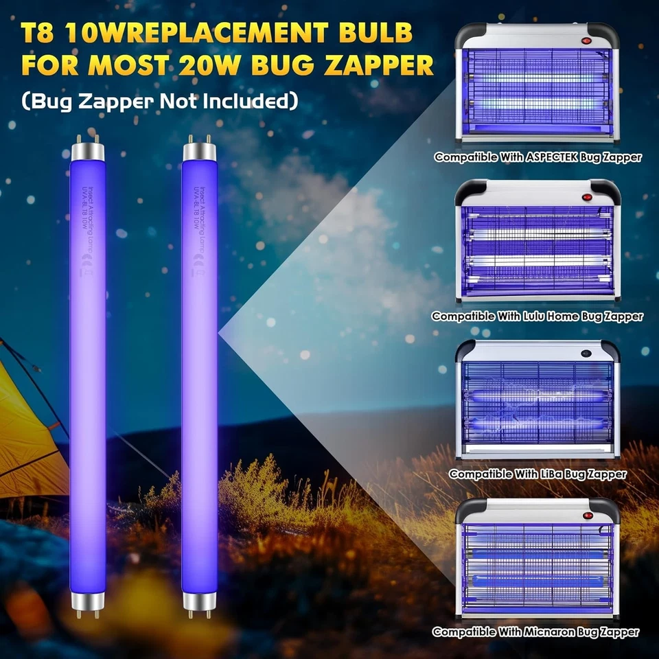 T8 F10W Fly Killer Replacement Bulbs 13in UV Light Bulb Tube for 20W Electric Fl - Image 3 of 4