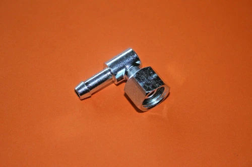 TRIUMPH BSA FUEL PIPE METAL 90 DEGREE 1/4" OUTLET ELBOW WITH 1/4 GAS NUT