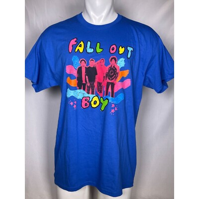 Fall Out Boy 2021 Hella Mega Concert Tour Blue T-Shirt Men's LARGE