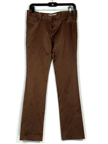 Zara Brown Satin Straight Leg Pants 