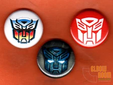 Set of three 1" Transformers pins buttons 