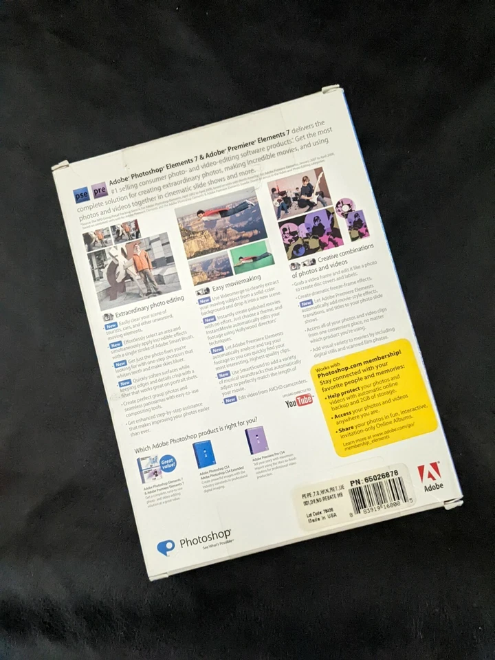 Adobe Photoshop Elements 7 Premiere Completo 2 Discos CD ROM Software NUEVO - Imagen 3 de 3