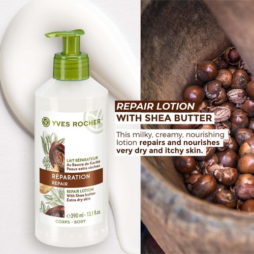 YVES ROCHER REPAIR NOURISHING BODY MILK 390 ml. (EXTRA DRY SKIN)(SHEA