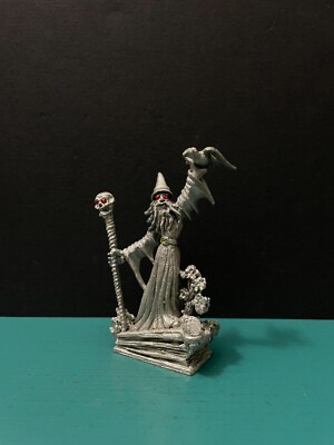 Spoontiques Pewter Wizard Sorcerer Skull Staff Bird Spell Figurine LOTR GOT RPG