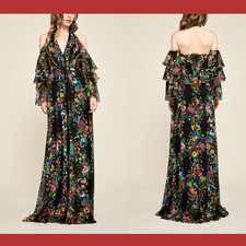 NEW $608 Tadashi Shoji [SZ 00 ] Sunniva Cold Shoulder Chiffon Gown #F667