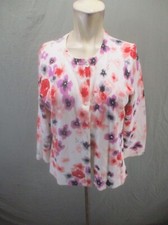 Unbranded Size M Womens Floral 3/4 Sleeve Button Up Lightweight Cardigan 219