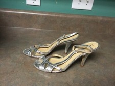 Women’s Kate Spade Silver Leather Slingback Sandals 6.5 B (CON24)