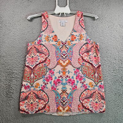 Tabitha Webb Sleeveless Top Blouse Women Small Colorful Bright Paisley Boho