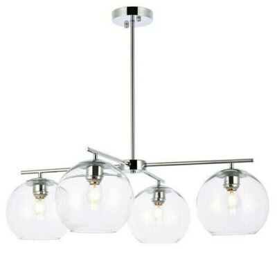 Chandelier Chrome Kitchen 4 Light Fixture Dining Room Glass Shades Lighting 30''