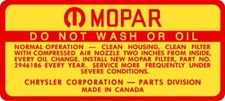 Mopar Air Filter Instruction Decal Hemi 440 Six Pack Best Avail Like Nos 2946186
