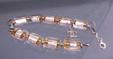 FAMOUS DOUBLE 'CC'  GOLD & CLEAR ACRYLIC  LINKS - HANDMADE BRACELET -- 8" - 00s