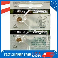 Lot 2-100 Energizer 364 363 WATCH BATTERY SR621SW SR621W Silver Oxide Battery