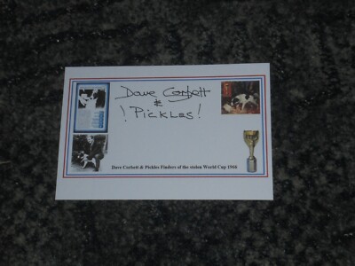 DAVE CORBETT AND PICKLES- DOG THAT FOUND WORLD CUP - WHITE CARD  SIGNED 