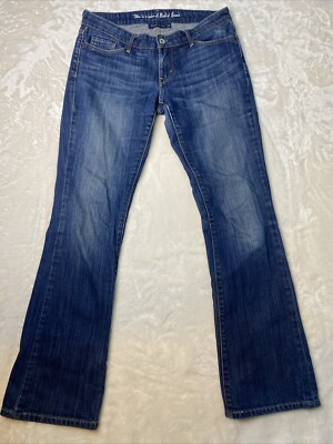 Women s Eco Levi s  Green  Size 6 Recycled Bootcut Low Rise Dark Wash Distressed
