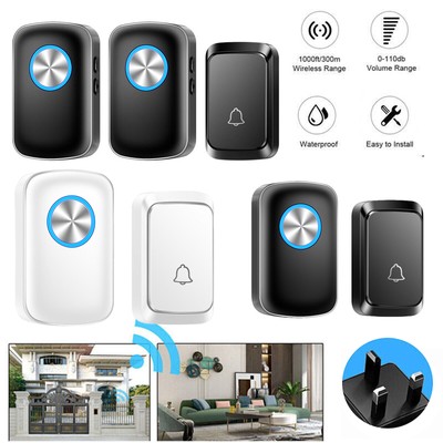 Wireless Ring Doorbell Doorbell Plug in Waterproof Range Door Bells ...