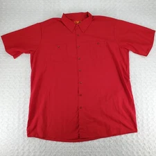 Red Kap Shirt Men 4XL Red Short Sleeve Button Up Mechanic Garage Workwear Pocket