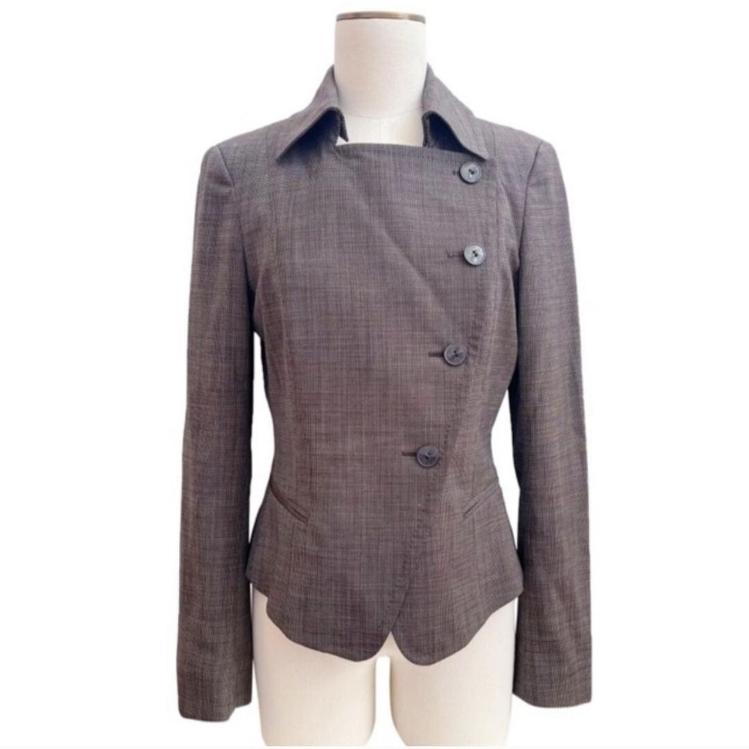 Max Mara Brown Patterned Wool Silk Asymetrical Bu… - image 3