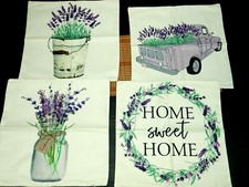 2 Pair 18 x 18 LAVENDER, GARDEN FARMHOUSE LINEN PILLOW COVERS  New M17