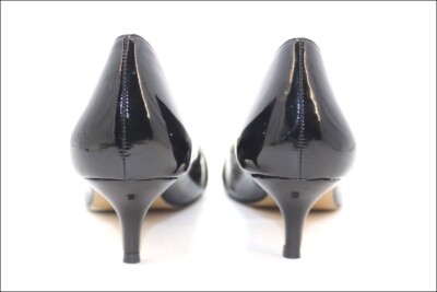 Escarpins San Marina En Cuir Verni Noir - Pointure 40 - Talons Bas Aiguille 4 Cm - État Très Bon