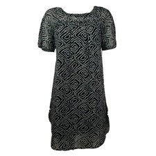 Ann Taylor Loft Dress Womens Size XS Black White Sheer Lined Short Sleeve