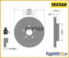 2pcs Brake Disc PRO TEXTAR 92345403 for Toyota Yaris