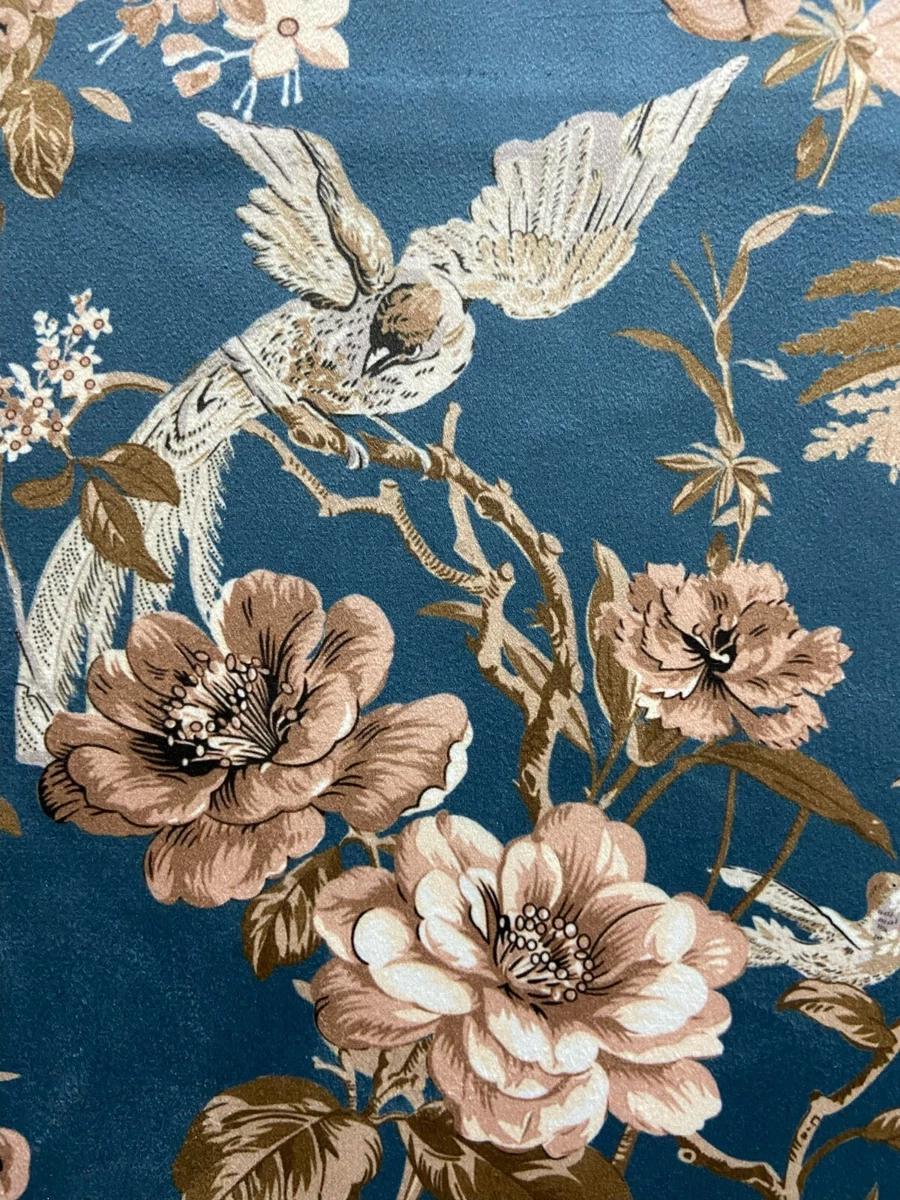 Floral Print Velvet Microfiber Fabric 54" Wide Upholstery Window Craft - By Yard