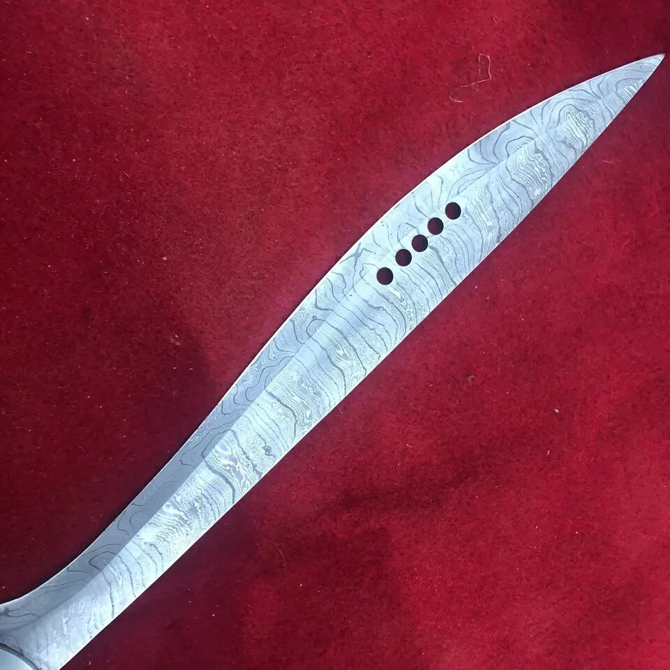 CUSTOM HAND FORGED DAMASCUS STEEL BOOK OF ELI MACHETE SWORD WITH SHEATH -78 - Image 3 of 4