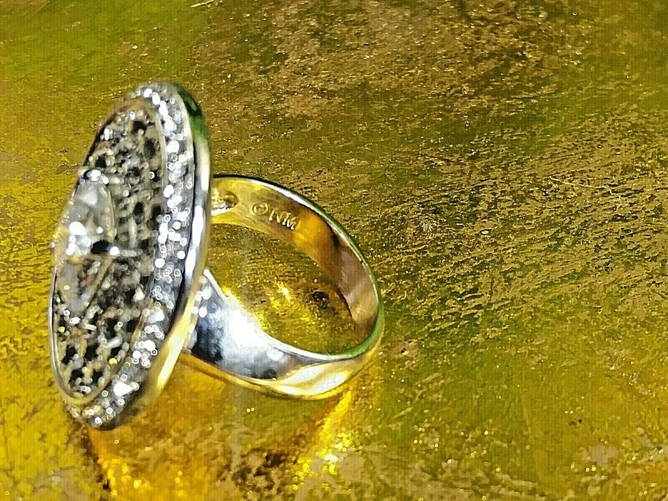 HERMOSO ANILLO CRISTAL REDONDO TONO PLATA 2CM DE NOLAN MILLER Talla 6 Foto 3 de 4