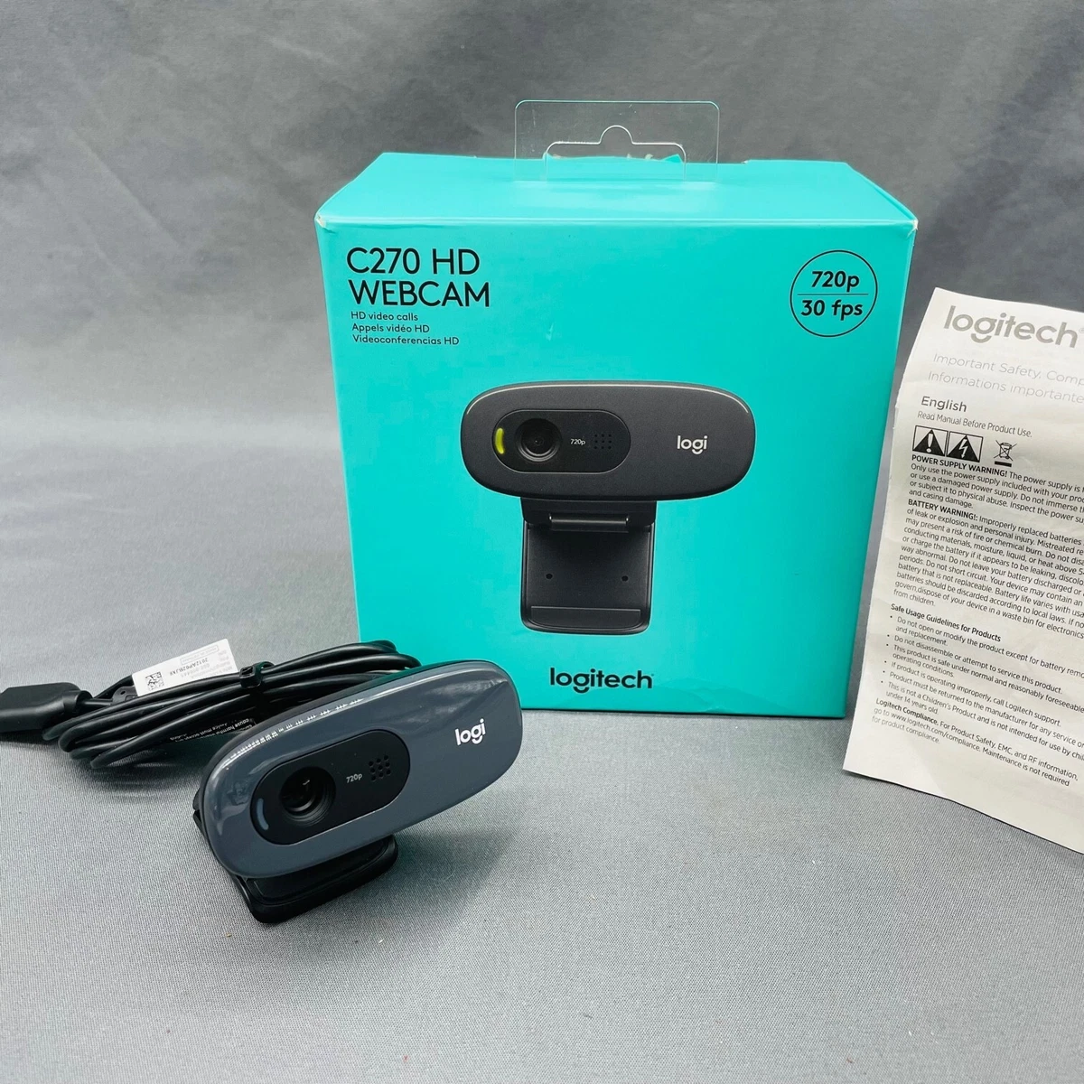 Anslået hylde bibliotek Logitech C270 Desktop or Laptop Webcam HD 720p Widescreen in Original Box |  eBay