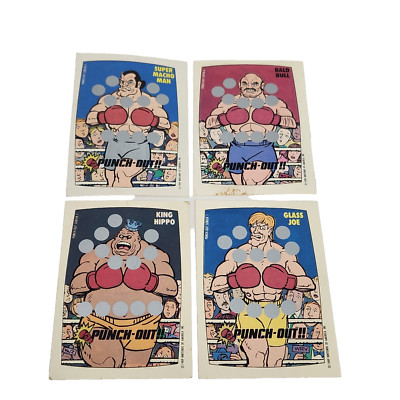 4 VINTAGE 1989 TOPPS NINTENDO MIKE TYSON PUNCH OUT SCRATCH OFF CARDS GLASS JOE