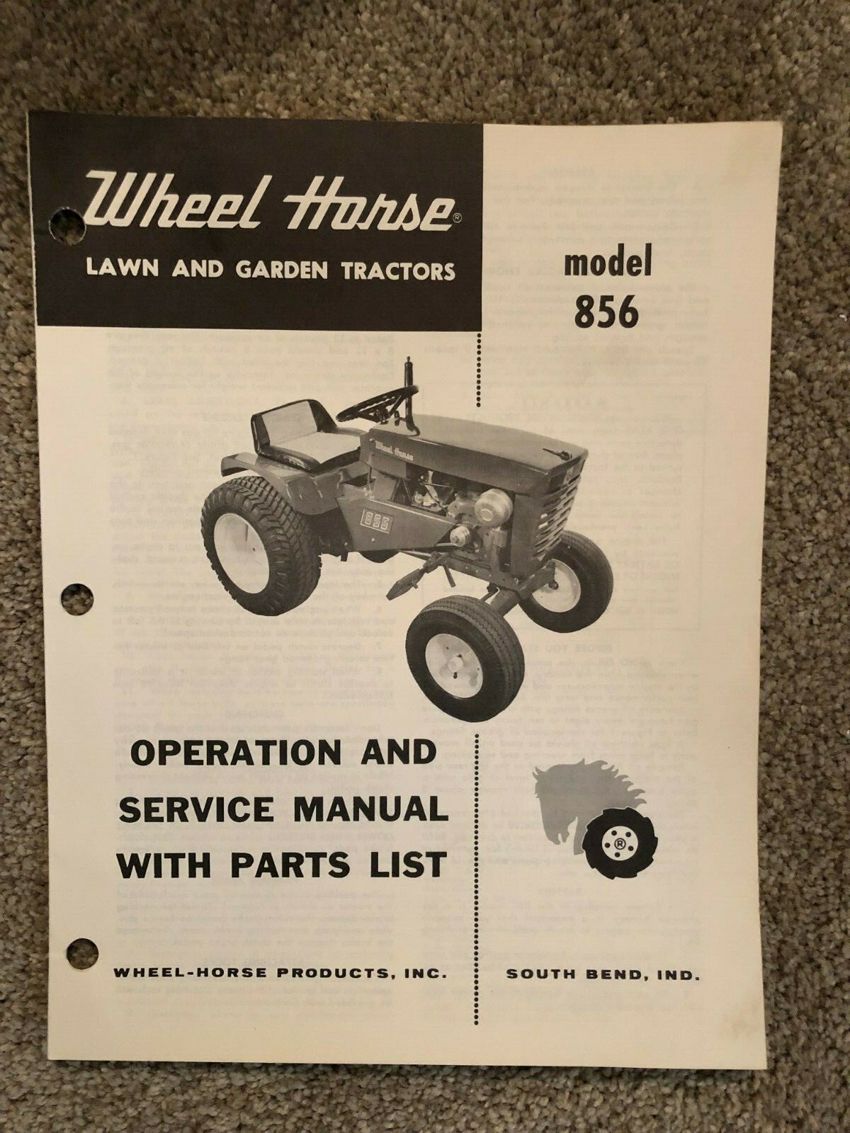 Wheel Horse Owners manual Model 856 + Decal eBay
