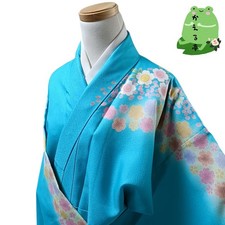 Kaerutei Kimono Light Blue Synthetic 2 Shaku Sleeves Used Japan