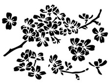 Really Great Stencils, Cherry Blossom Branches 3 Stencil, 6x8", Flowers, Blooms