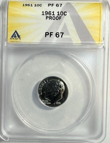 1961 Roosevelt Dime Proof - ANACS PF 67 - Newly Graded / NEW HOLDER