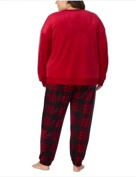 Nautica Women's 2-Piece Fleece Fabric Pajama Set, Red, Size 2X - Image 4 of 4
