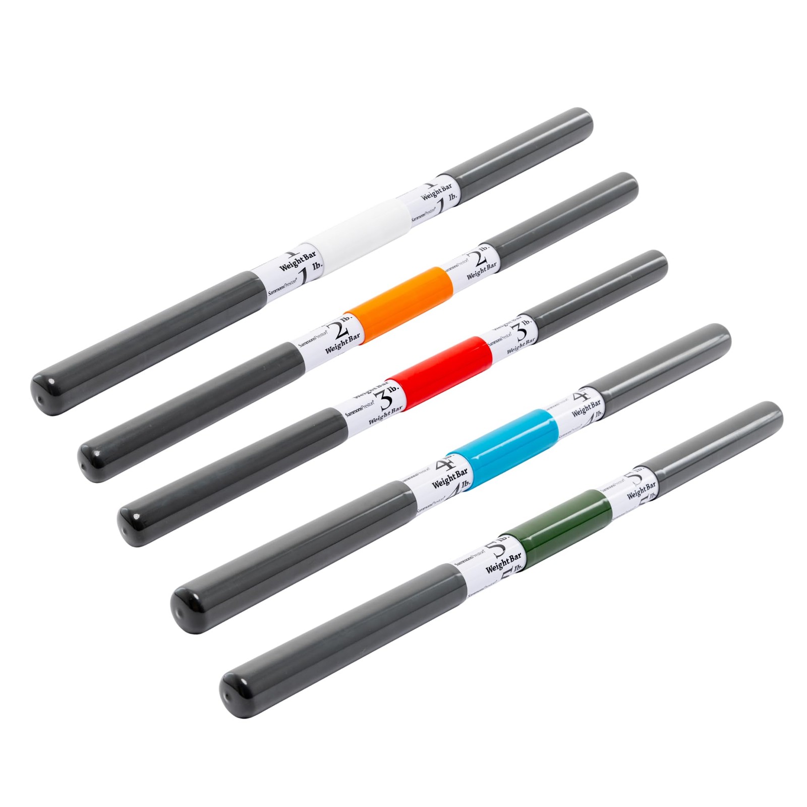 Sammons Preston Rehab Weight Bars Set, Progressive 1-5 lb, Set of 5, 5
