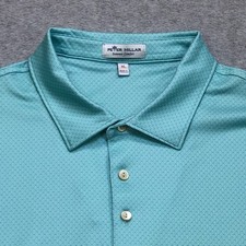 Peter Millar Summer Comfort Polo Shirt Men's Extra Large Blue Geometric AOP Golf