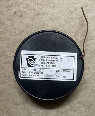 York Wire K-20-FF.  K TYPE Thermocouple Wire 100 Foot Roll.