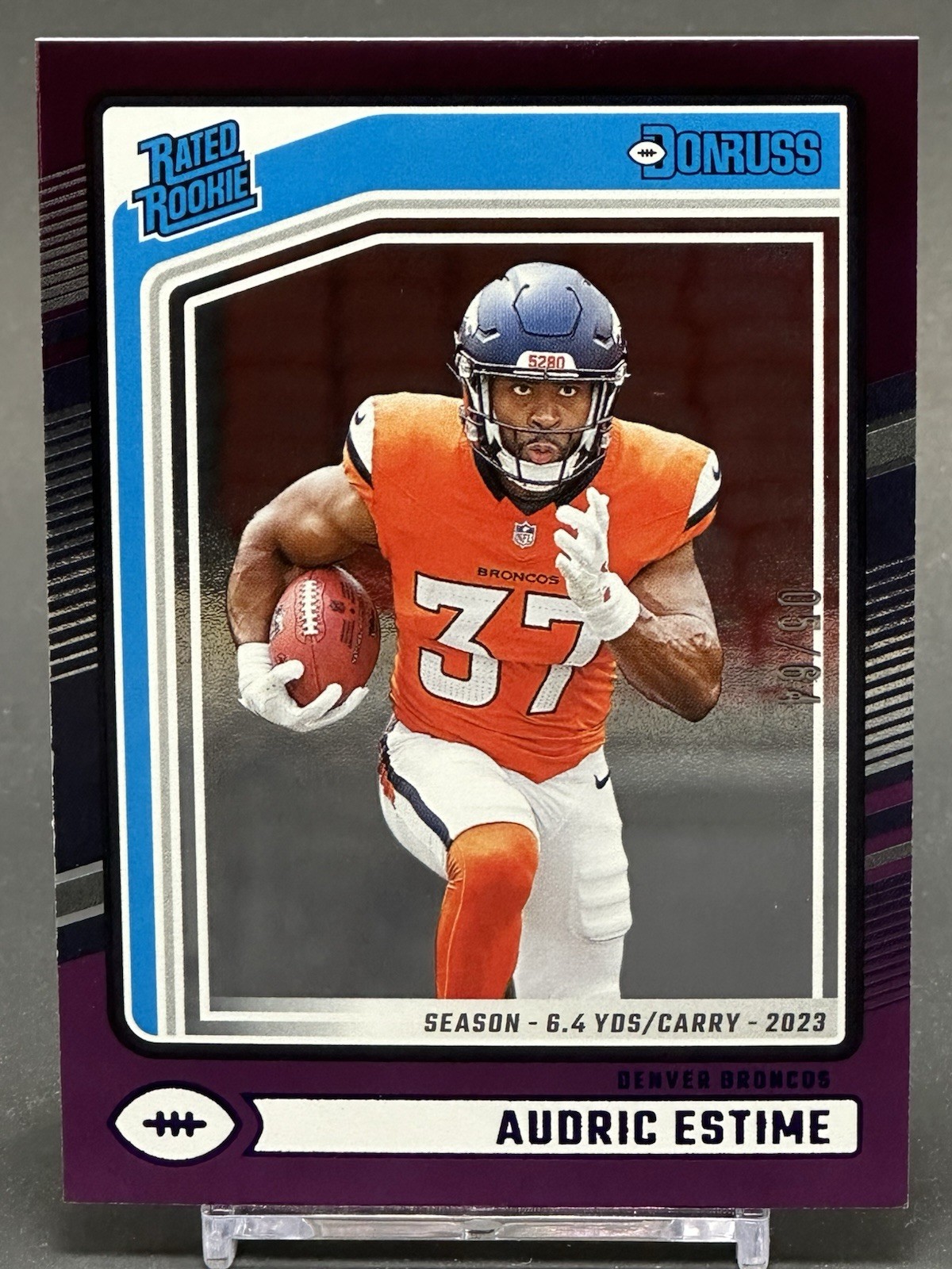 2024 Donruss Season Stat line 05/64 Audric Estime RC Denver Broncos