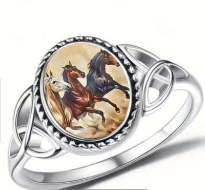 925 Sterling Silber Ring mit Pferdemotiv Größe 7 oder 8