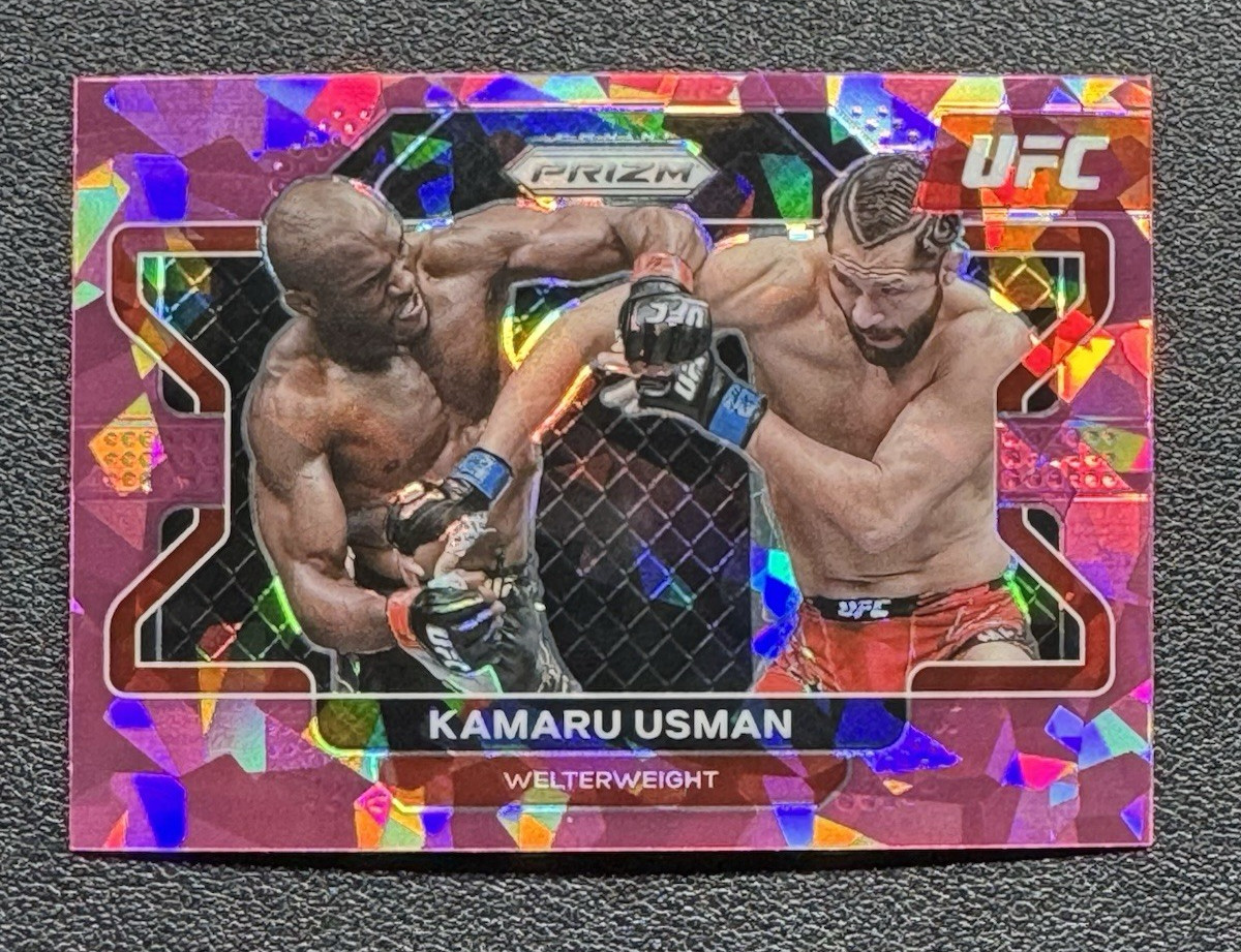2022 Panini Prizm UFC Kamaru Usman #54 Pink Cracked ICE Prizm - SSP