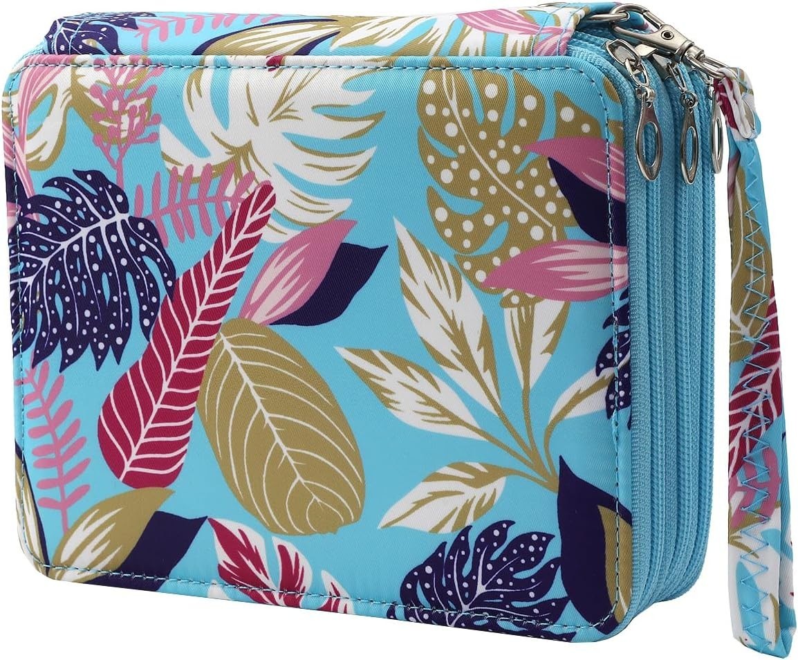 Case - 72 Slots Pencil Holder With Zipper Closure Twill Fabr