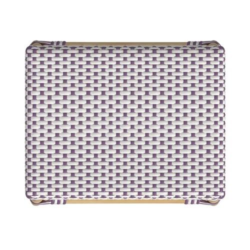 Butler Specialty Company Robias Rattan 24.5" Counter Stool - White & Purple Dot - Picture 3 of 6
