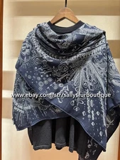 Sallys 70% Cashmere & 30% Silk Wrap Scarf Horse Print Double Face Shawl 53"