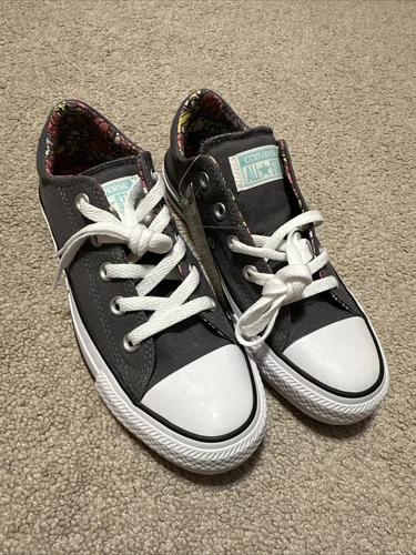 Converse donna grigie con stampa floreale all'interno Taglia:6