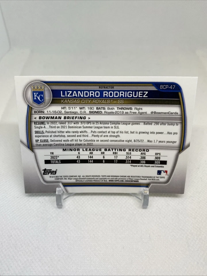 2023 Bowman Chrome Prospect Lunar Glow #BCP-47 Lizandro Rodriguez - Image 2 of 2