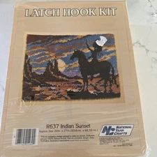 National Yarn Crafts Latch Hook Kit Indian Sunset R637 20"X27" NIB