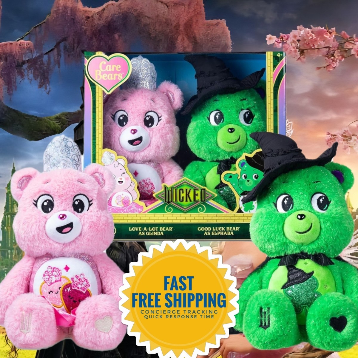 Care Bears x Wicked 2-Pack Glinda Elphaba Bear Limited Edition IN