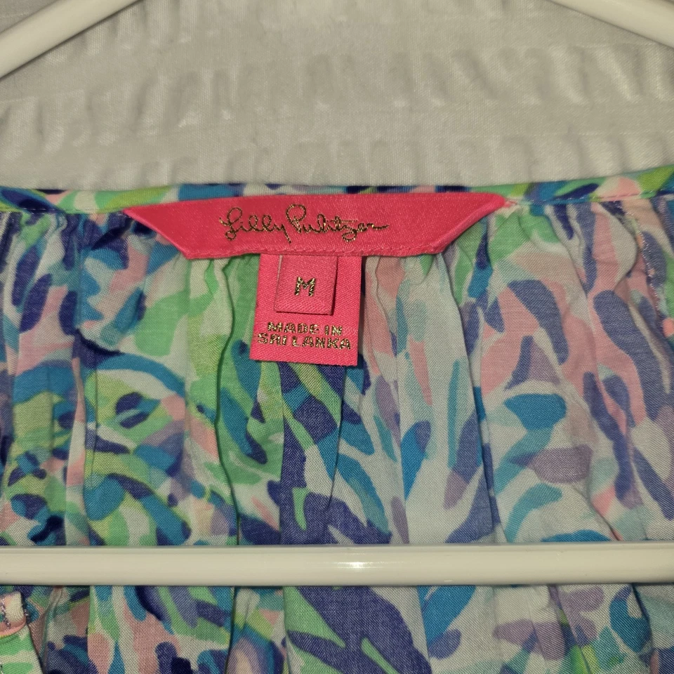 Blusa Lilly Pulitzer Mujer Willa Top Floral Manga Larga Colorida Artística Talla M Foto 4 de 4